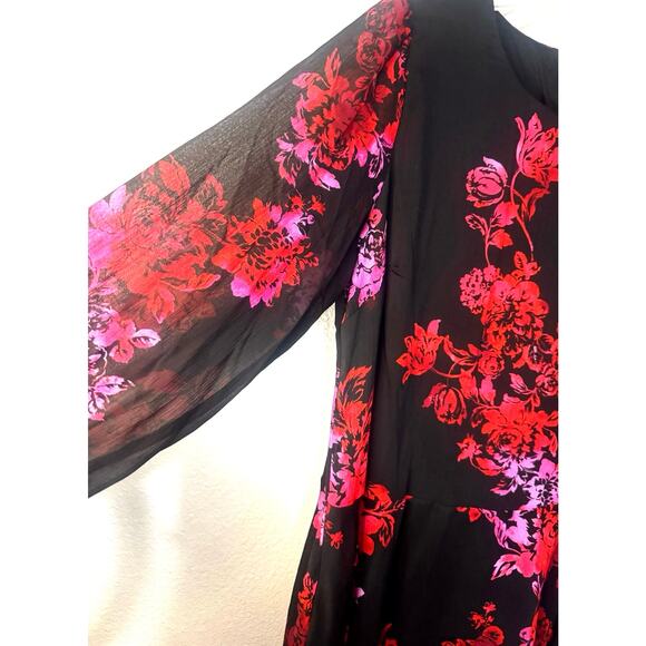 Harper 241 Floral Dress Black Red Large Womens Cocktail Party Cruise Church Chic - Picture 4 of 9